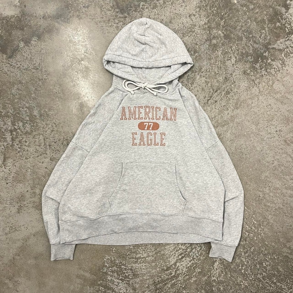 Vintage American Eagle Women Grey Oversized Boxy Grunge Hoodie XS